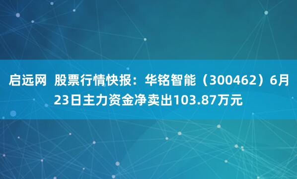 启远网  股票行情快报：华铭智能（300462）6月23日主力资金净卖出103.87万元